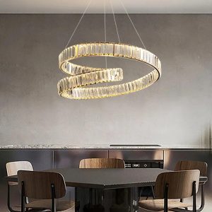 Chichester - Złoty kryształowy żyrandol LED – 3 kolory