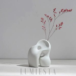 Elegancki biały ceramiczny wazon 12–14 cm