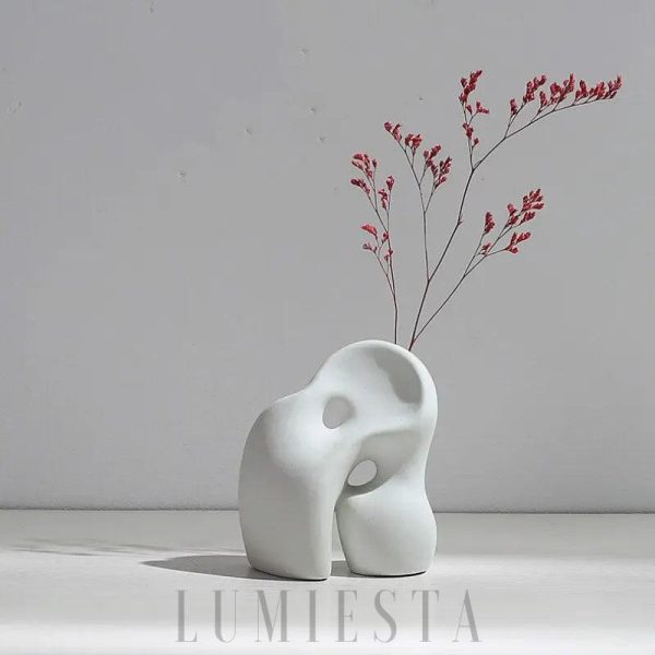 Elegancki biały ceramiczny wazon 12–14 cm