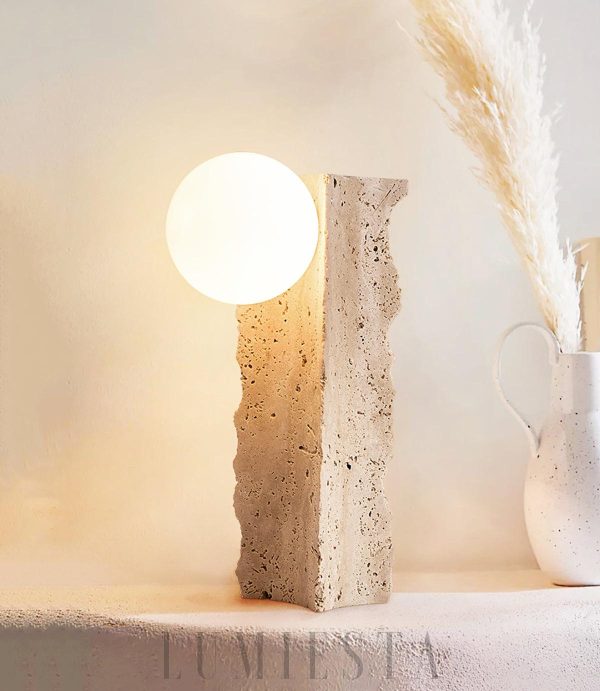 wm_10552767178435229847.jpg Lampa stołowa trawertynowa kolumna z kulistym kloszem beżowa