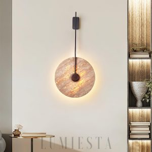 Carthage - Travertynowy dysk ścienny 30 cm (Ciepła/Zimna)