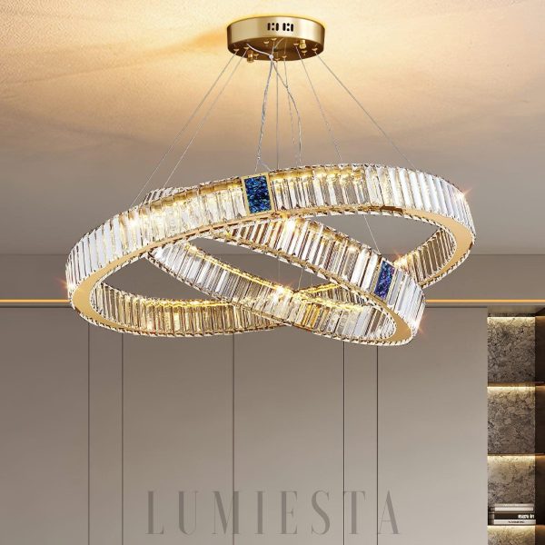 Roman - Lampa wisząca Ring złota, kryształ 40/60/80/100 cm