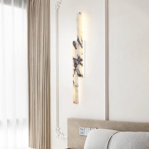 Elegancka prostokątna lampa ścienna marmurowa LED