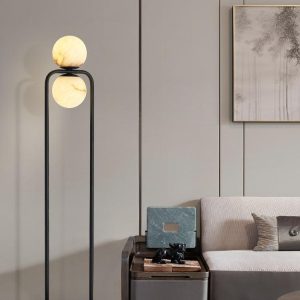 Tribeca - Nowoczesna lampa podłogowa z alabastrowym kloszem
