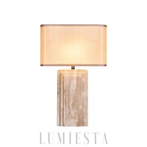 Prostokątna lampa stołowa trawertynowa 40x62cm beżowa