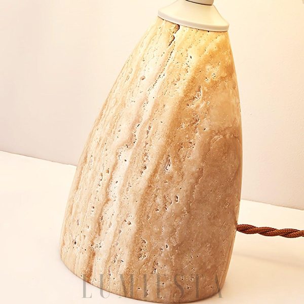 Kilimaro - Stożkowa lampa stołowa trawertynowa beżowa 16x30cm