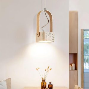 Łukowa elegancka lampa wisząca trawertyn 12cm x 20cm beżowy