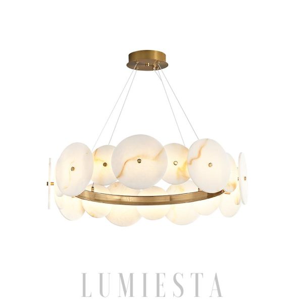 Fitzrovia - Alabastrowa lampa sufitowa 58 cm, ciepłe światło