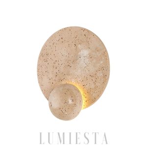 Luxor - Okrągła lampa ścienna z trawertynu boho 22 cm