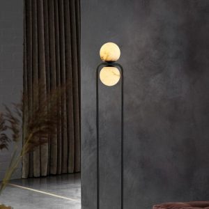 Tribeca - Nowoczesna lampa podłogowa z alabastrowym kloszem