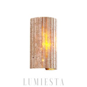 Petra - Beżowa lampa ścienna, półwalec z trawertynu