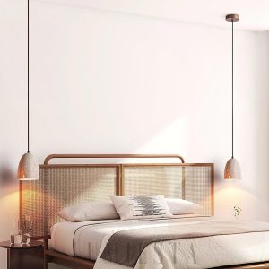 Grace - Lampa wisząca z beżowym kloszem z naturalnego trawertynu, Ø12x15cm, 1-punktowa