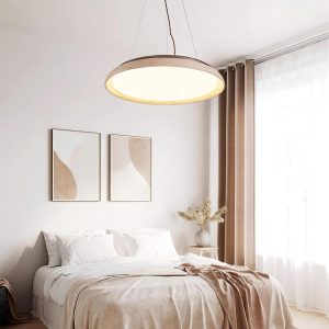 Elegancka okrągła lampa wisząca trawertyn beżowa 55 cm