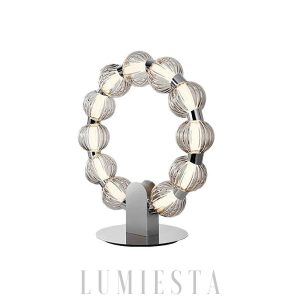 Amulet - Lampa Stołowa Srebrna Okrągła 42cm LED 25W