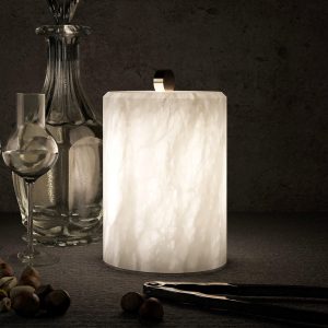 Pulse - Stołowa lampa cyl. alabaster, biała 12,5×20cm