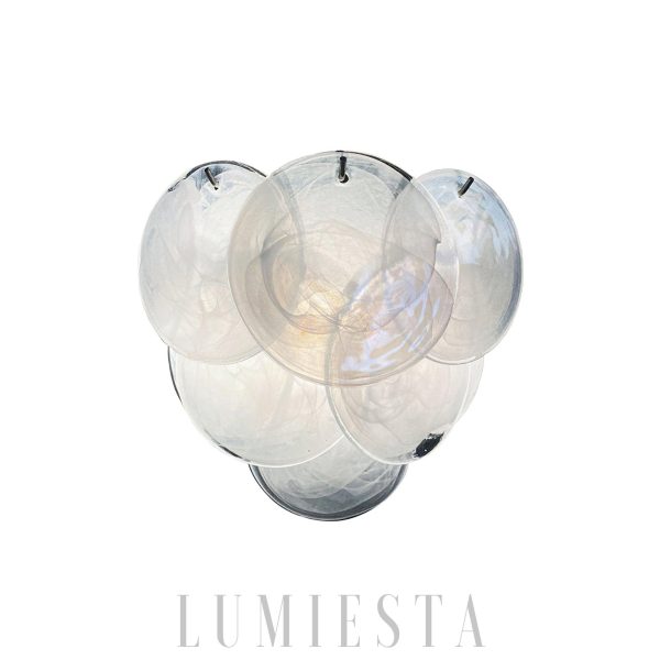 Murano White - Biała lampa ścienna vintage z dyskami 34 cm