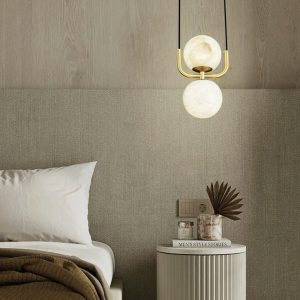 Lampa wisząca alabastrowa z mosiądzu styl nowoczesny 12cm