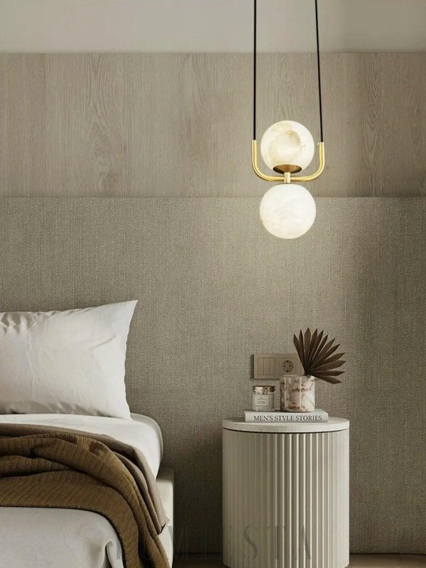 Lampa wisząca alabastrowa z mosiądzu styl nowoczesny 12cm