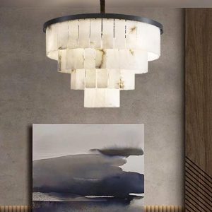 Savile - Alabastrowy żyrandol kaskadowy, śnieżnobiały, Ø 45/60/80/110cm, wielopoziomowy, idealny do salonu