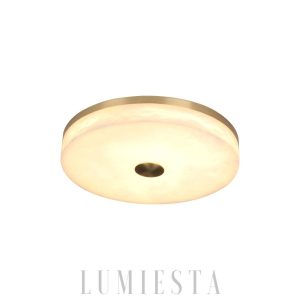 Bilbao - Alabastrowa lampa sufitowa okrągła złoto-biała, plafon Ø 30,40,50,60cm