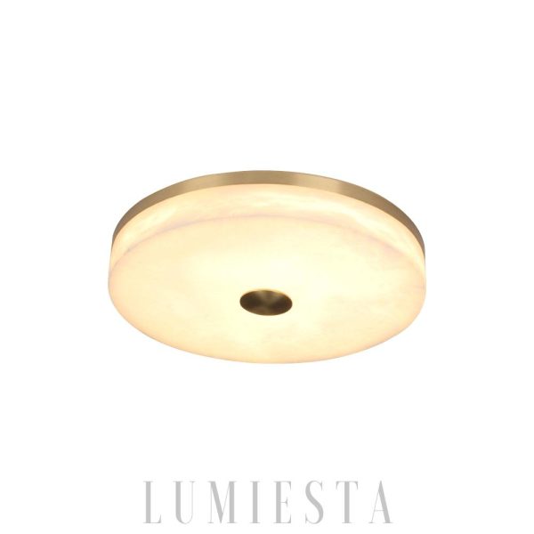 Bilbao - Alabastrowa lampa sufitowa okrągła złoto-biała, plafon Ø 30,40,50,60cm