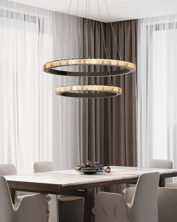 Avalon - Alabastrowy pierścień w mosiężnej oprawie