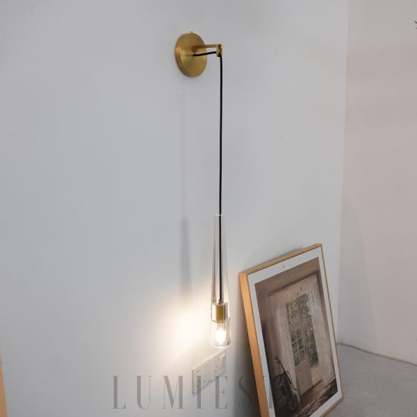 Lampa Ścienna ABNER Kryształowa Mosiężna 12cm Elegancka