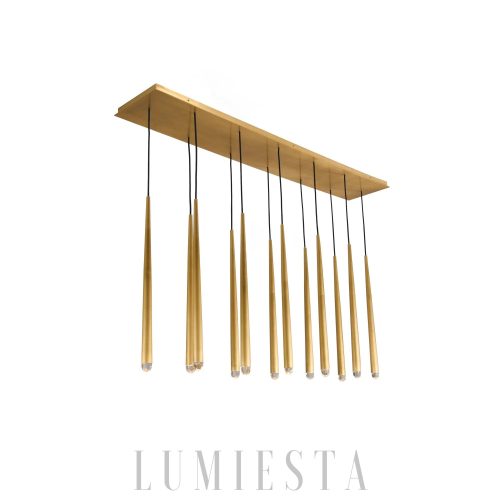 Anelo - Lampa wisząca mosiężna z kryształami 10-ramienna