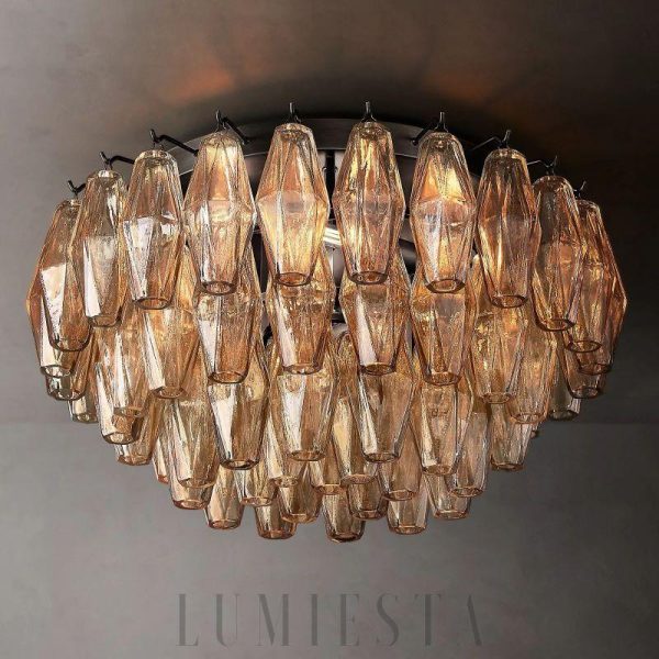 Lampa sufitowa Chara Glass 22 przezroczysta mosiężna 56cm