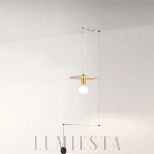 Nowoczesna lampa wisząca złota minimalistyczna styl loftowy