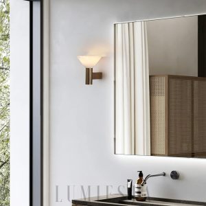 Kinkiet stożkowy z alabastru brązowo-czarny