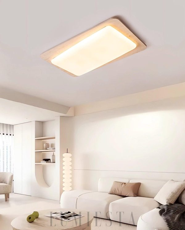 Elegancka prostokątna trawertynowa lampa sufitowa 93x54cm