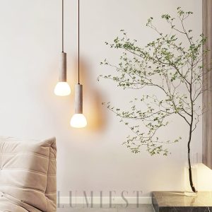 Lampa wisząca z travertynu w minimalistycznym stylu beżowa