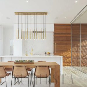 Anelo - Lampa wisząca mosiężna z kryształami 10-ramienna