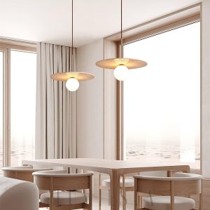 Tarcza travertynowa lampa wisząca 40cm beżowa do jadalni