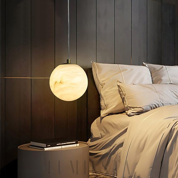 Lampa wisząca Sphaera z alabastru w formie kuli 10 12 15cm
