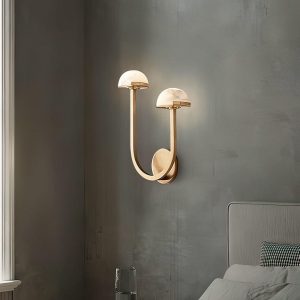 Alabastrowy kinkiet grzybek 31cm Złoty nastrojowe LED