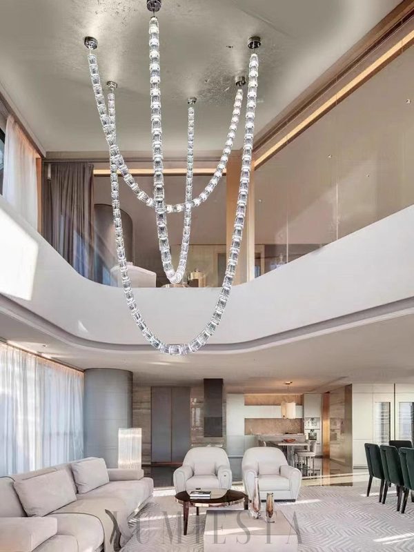 Lampa wisząca Gabriel G przezroczysta stal nierdzewna 120cm