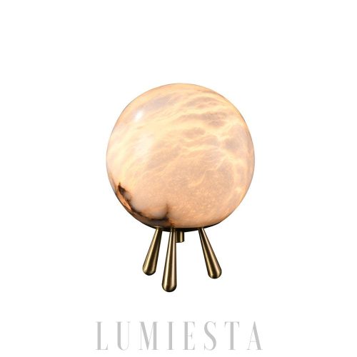 Romi - Lampa stołowa kula, złoto-biała, elegancka