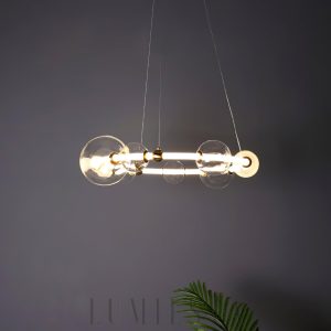 Morse - Lampa wisząca złota z przezroczystymi kloszami