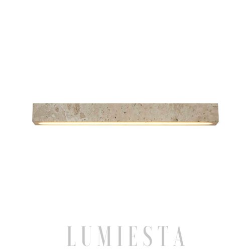 Stravik - Beżowa lampa ścienna z naturalnego trawertynu, kinkiet 48/58 cm