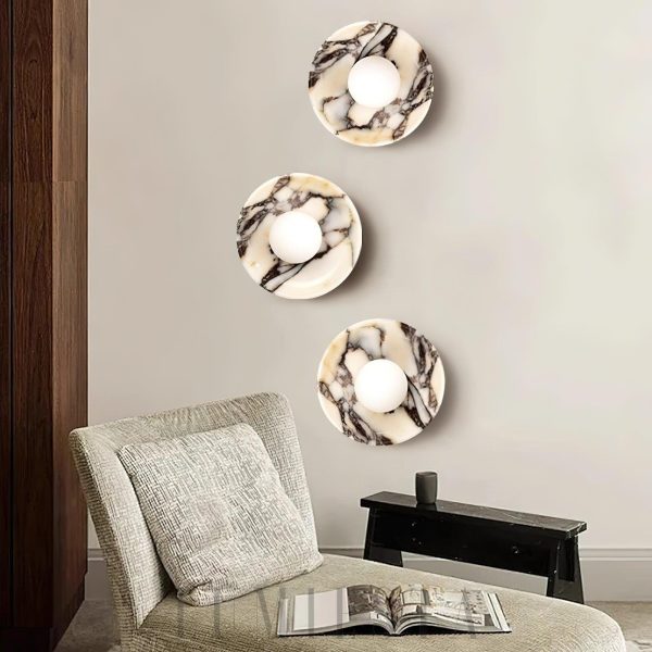 Elegancki okrągły kinkiet marmurowy Średnica 25 cm Biały