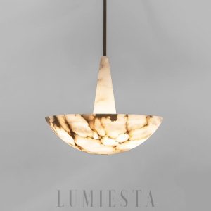Pollena - Lampa wisząca z naturalnego alabastru, złota, Ø50/70cm