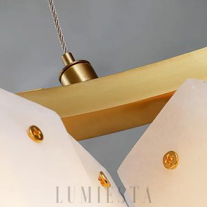 Concha - Kaskadowy żyrandol z alabastru, biało-złoty, Ø 56,66,86,96,116 cm - do salonu