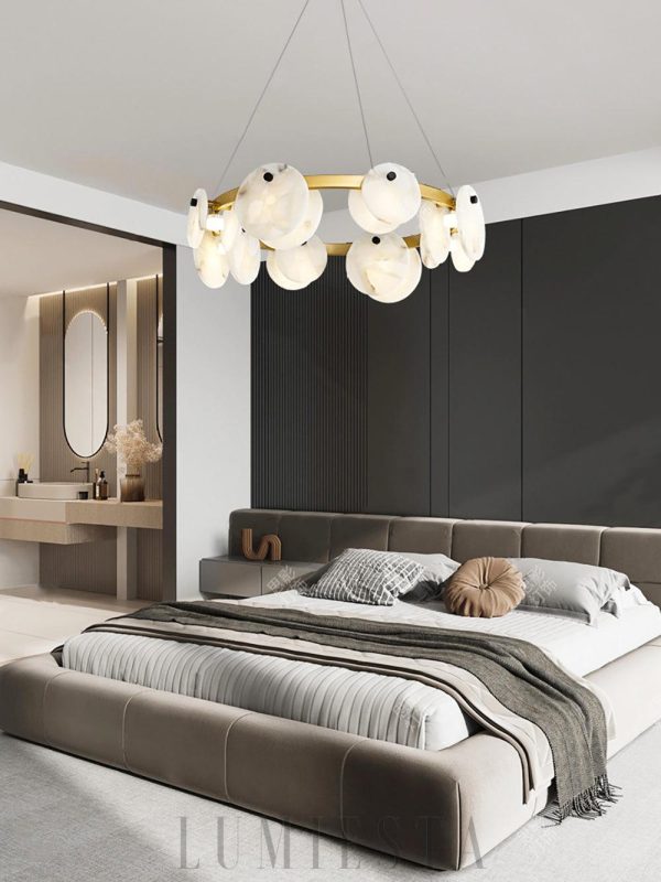 Berkeley - Alabastrowa lampa wisząca, okrągła 60/80 cm