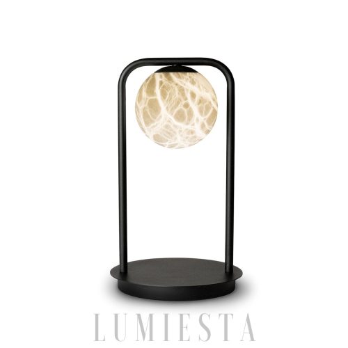 Rebirth - Lampa stołowa w czarnym i białym alabastrze 20cm