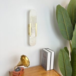 Ojos - Alabastrowa lampa ścienna, prostokątna, złota