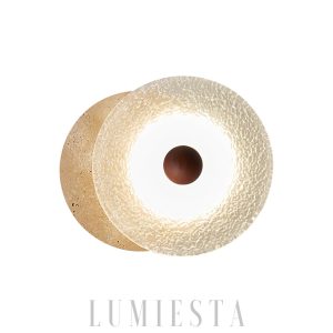 Aurora - Okrągła lampa ścienna travertynowa 33 cm