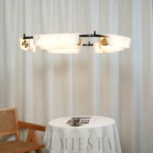 Lampa wisząca Delia alabastrowa 60/90cm czarno-biała