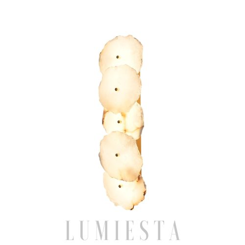 Lut - Złota lampa ścienna z alabastrem — luksus i styl